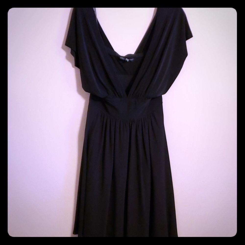 Whbm black dress stretchy off shoulder sexy